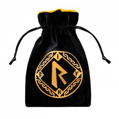 Runic Black and Gold Velour - Dice Bag - Q Workshop